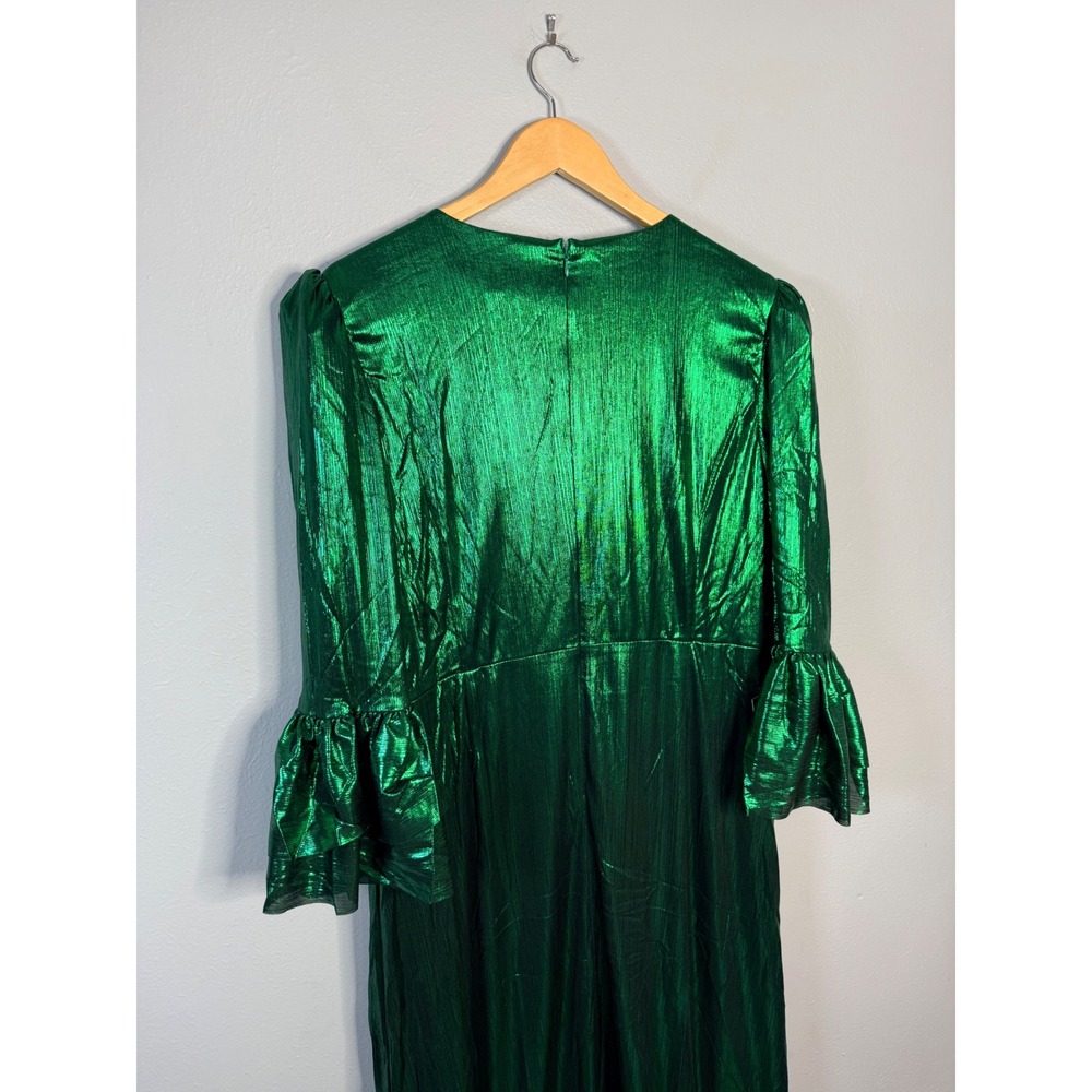 POMANDER PLACE Crinkle Lurex Lillith Maxi Dress Emerald Green XXL NWT - Picture 3 of 8